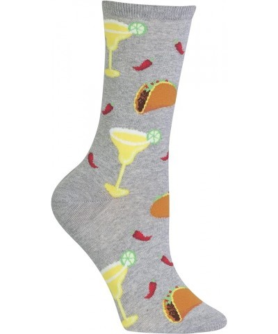 Women's Fun Food & Drink Crew Socks-1 Pair Pack-Cool & Cute Pop Culture Gifts Margaritas and Tacos (Gray Heather) $5.82 Socks