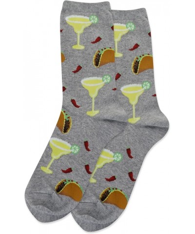 Women's Fun Food & Drink Crew Socks-1 Pair Pack-Cool & Cute Pop Culture Gifts Margaritas and Tacos (Gray Heather) $5.82 Socks