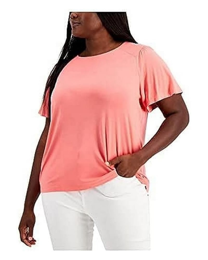 Women's Plus Size Hilfiger Double Heart Logo Tee Regular Fit Tea Rose $18.07 T-Shirts