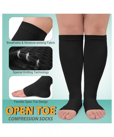 Copper Toeless Compression Socks for Women Men, Open Toe Socks 15-20mmHg is Best Support for All Day Wear 01-2black/Grey/Whit...