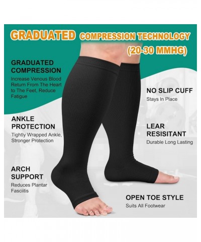 Copper Toeless Compression Socks for Women Men, Open Toe Socks 15-20mmHg is Best Support for All Day Wear 01-2black/Grey/Whit...