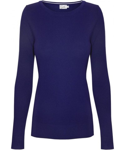 Women's Solid Soft Stretch Pullover Knit Sweater Sw630 / Royal Blue $17.12 Sweaters