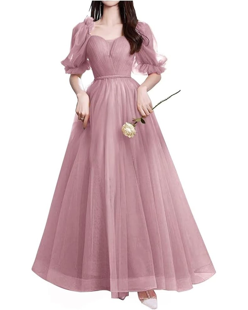 Long Puffy Sleeve Tulle Prom Dress Ball Gown for Women Formal A Line Sweetheart Princess Wedding Evening Party Dusty Rose $31...