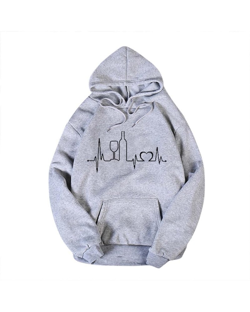 Valentine's Day Hoodies for Women 2024 Spring Long Sleeve Sweatshirts Heart Graphic Tops Comfy Soft Hooded 05gray $7.32 Hoodi...