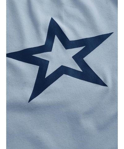 Women's Graphic Print Round Neck T Shirt Short Sleeve Crop Tee Tops Star Blue $14.99 T-Shirts