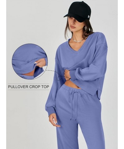 Women's Two Piece Outfits Matching Sets Long Sleeve Pullover Tops and Wide Leg Pants Tracksuit Lounge Sets Blue $23.10 Active...