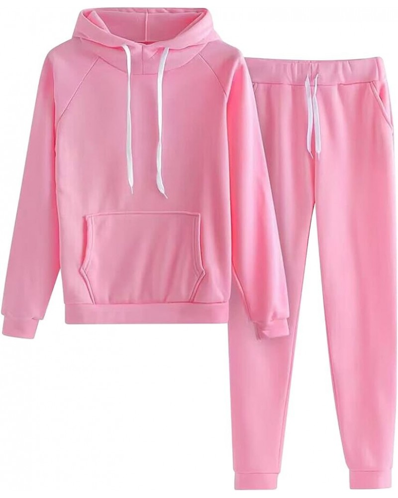 Womens Sweatsuits 2 Piece Set Plus Size Casual Jogger Sets Long Sleeve Crewneck Sweatshirt And Trackpants Tracksuit 06❈❈pink ...