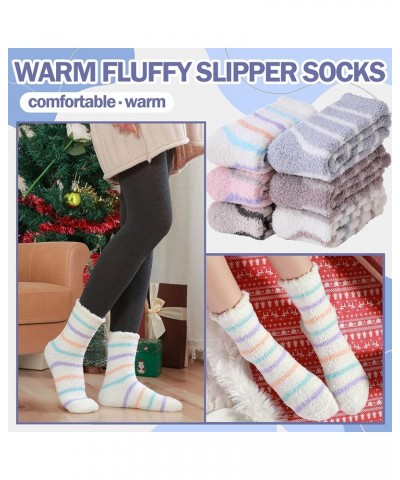 Womens Fuzzy Socks Slipper Winter Fluffy Comfy Cozy Socks Cabin Warm Home Socks Braided Stripes (6 Pairs) $11.04 Socks