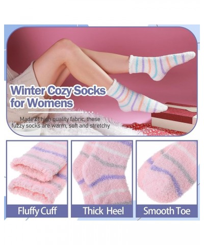 Womens Fuzzy Socks Slipper Winter Fluffy Comfy Cozy Socks Cabin Warm Home Socks Braided Stripes (6 Pairs) $11.04 Socks