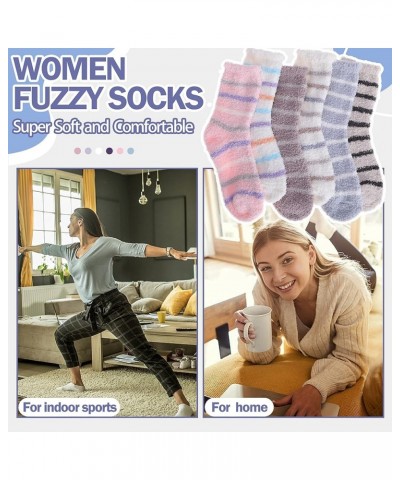 Womens Fuzzy Socks Slipper Winter Fluffy Comfy Cozy Socks Cabin Warm Home Socks Braided Stripes (6 Pairs) $11.04 Socks