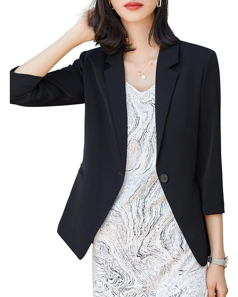 Womens Casual Jacket Casual Work Blazer Office Jacket Slim Fit Blazer for Business Lady Black-36 $14.70 Blazers