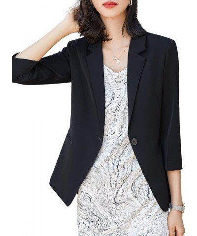 Womens Casual Jacket Casual Work Blazer Office Jacket Slim Fit Blazer for Business Lady Black-36 $14.70 Blazers