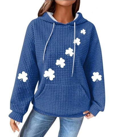 St Patricks Day Hoodies for Women Waffle Plaid Casual Oversized Shamrock Sweatshirt Irish Flag Hoodie Pullover B-blue $14.62 ...