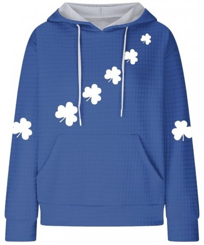 St Patricks Day Hoodies for Women Waffle Plaid Casual Oversized Shamrock Sweatshirt Irish Flag Hoodie Pullover B-blue $14.62 ...