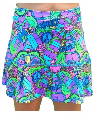 Pickleball Skirt Athletic Skirt Pickleball Skirt with Attached Shorts Groovy Drop Pleat Blue $38.99 Skorts