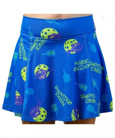 Pickleball Skirt Athletic Skirt Pickleball Skirt with Attached Shorts Groovy Drop Pleat Blue $38.99 Skorts