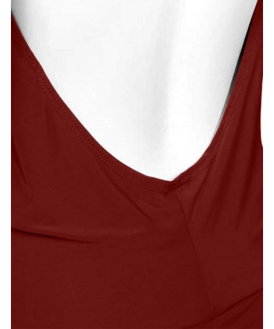 Women's Sexy Lightweight Deep V Neck Low Cut Halter Top & Dress Burgundy $10.00 Tanks