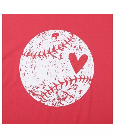 Cute Baseball Shirt Women Baseball Heart Tee Shirts Short Sleeve Crew Neck Casual Summer Graphic Tee Shirts Top Red $13.71 T-...