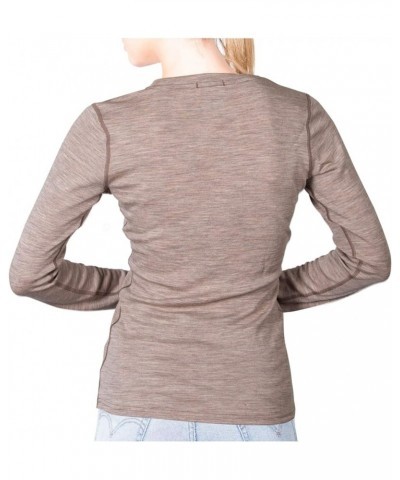 Womens Base Layer 100% Merino Wool Midweight Long Sleeve Thermal Shirt Khaki $27.95 Activewear