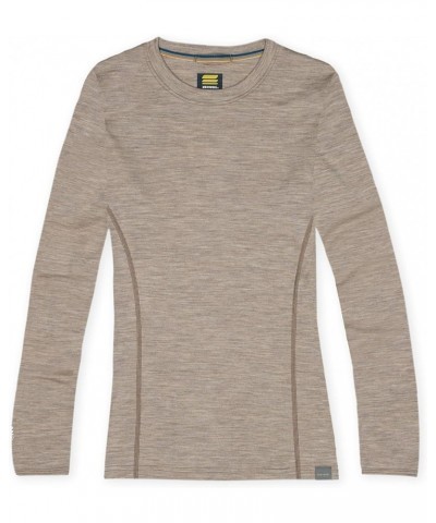 Womens Base Layer 100% Merino Wool Midweight Long Sleeve Thermal Shirt Khaki $27.95 Activewear