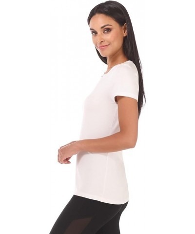 Women's Perfectly Soft Basic Fitted Short Sleeve Scoop Neck T Shirt White $9.17 T-Shirts