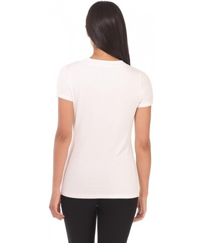 Women's Perfectly Soft Basic Fitted Short Sleeve Scoop Neck T Shirt White $9.17 T-Shirts