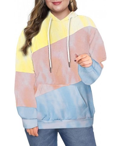 Women Plus Size Hoodies Sweatshirts Long Sleeve Colorblock Drawstring Hooded Tops(1X-5X) L Sky Blue $22.19 Hoodies & Sweatshirts