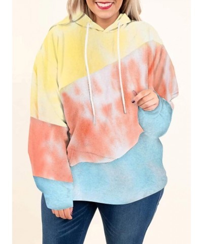 Women Plus Size Hoodies Sweatshirts Long Sleeve Colorblock Drawstring Hooded Tops(1X-5X) L Sky Blue $22.19 Hoodies & Sweatshirts