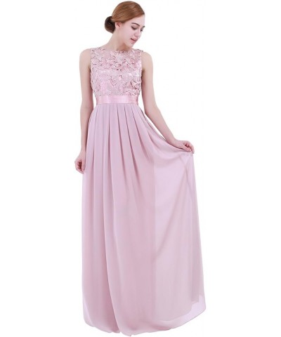 Women's Wedding Bridesmaid Maxi Dress Sleeveless Floral Lace Cocktail Party Formal Evening Gowns Dusty Rose $21.10 Dresses