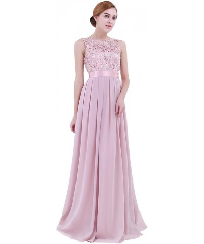 Women's Wedding Bridesmaid Maxi Dress Sleeveless Floral Lace Cocktail Party Formal Evening Gowns Dusty Rose $21.10 Dresses