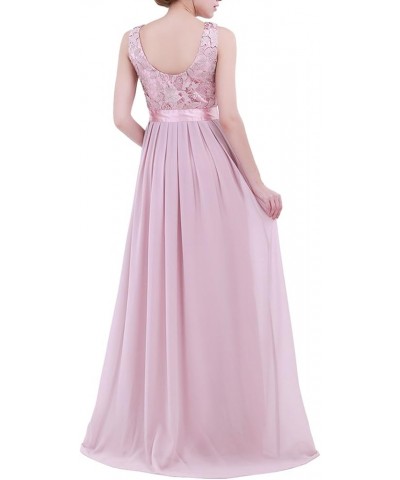 Women's Wedding Bridesmaid Maxi Dress Sleeveless Floral Lace Cocktail Party Formal Evening Gowns Dusty Rose $21.10 Dresses