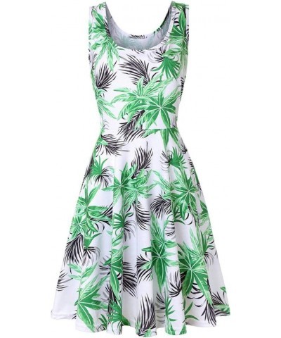 Sleeveless Midi Dress Tank A-Line Dress Casual Floral Printed Beach Flowy Sundress Green Tropical $11.00 Dresses