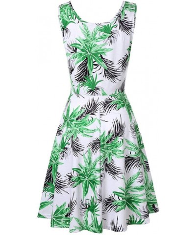 Sleeveless Midi Dress Tank A-Line Dress Casual Floral Printed Beach Flowy Sundress Green Tropical $11.00 Dresses