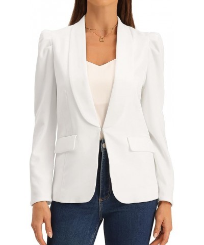 Blazer Jackets for Women's Shawl Collar Puff Sleeve Business Casual Blazer White $25.23 Blazers