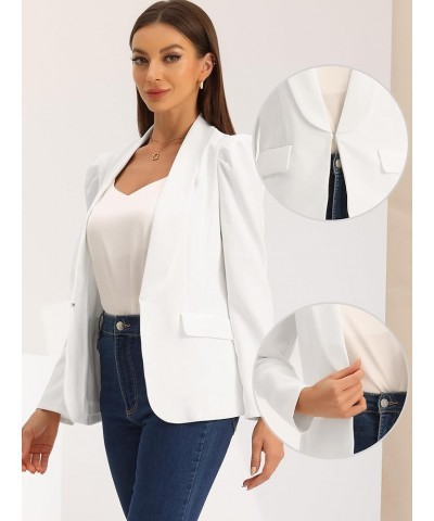 Blazer Jackets for Women's Shawl Collar Puff Sleeve Business Casual Blazer White $25.23 Blazers