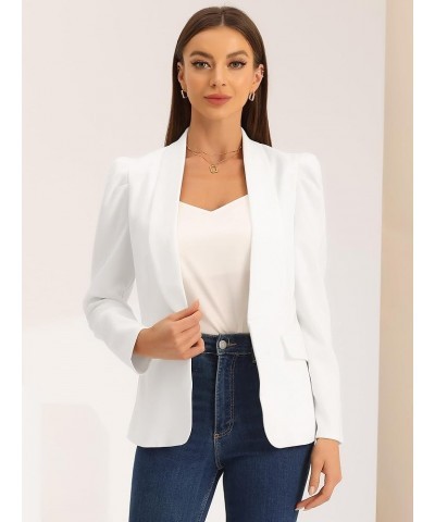 Blazer Jackets for Women's Shawl Collar Puff Sleeve Business Casual Blazer White $25.23 Blazers