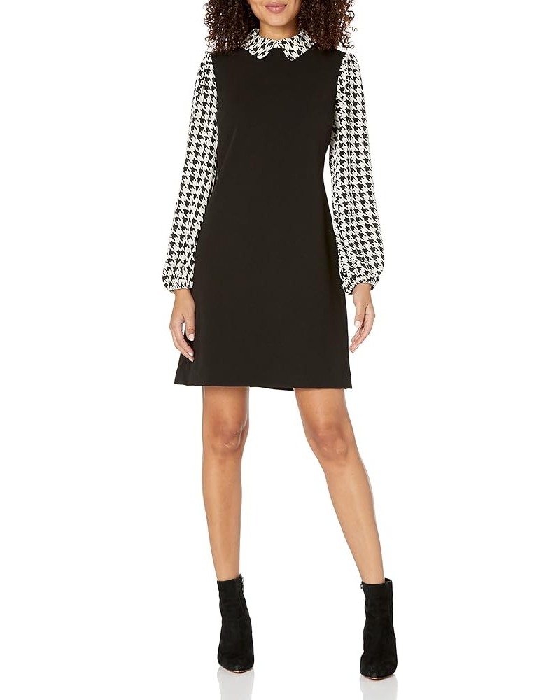 Women's Peter Pan Collar a Line Dress Black/White Cap $36.69 Dresses