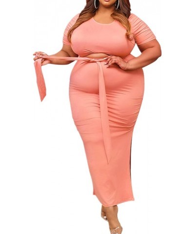 Tie Dye Plus Size Skirt Sets Women 2 Piece Outfits Sexy-Midi Skirt and Long Sleeve Top Sets Dresses women Pink 2112 $19.94 Suits