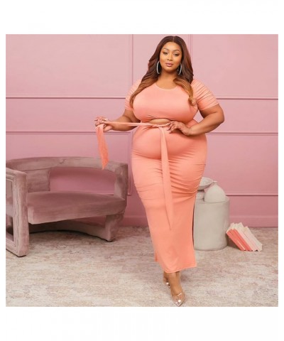 Tie Dye Plus Size Skirt Sets Women 2 Piece Outfits Sexy-Midi Skirt and Long Sleeve Top Sets Dresses women Pink 2112 $19.94 Suits