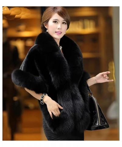 Women Faux Fur Coat Winter Faux Fur Wrap Soft Versatile Outwear Wedding Bride Cloak Cape for Evening Party Black $28.99 Acces...