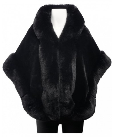 Women Faux Fur Coat Winter Faux Fur Wrap Soft Versatile Outwear Wedding Bride Cloak Cape for Evening Party Black $28.99 Acces...