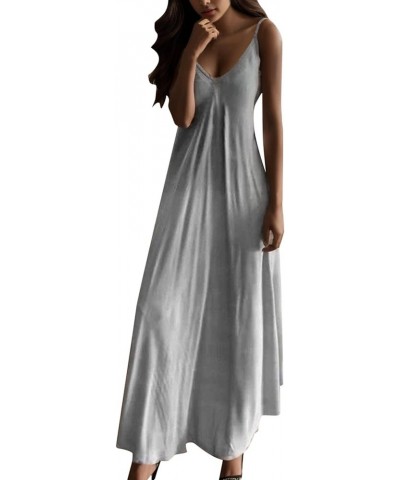 Long Beach Dresses for Women 2024 Vacation Summer Casual V Neck Sleeveless Bohemian Gradient Flowy Maxi Dress Grey $8.84 Acti...