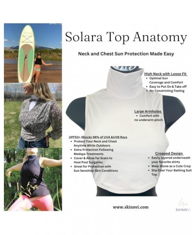 High Turtle Neck Crop Top UPF50+ Sun Protection for Neck & Chest Turquoise $32.45 Activewear