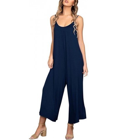 Women's Plus Size Jumpsuit Suspenders Jumpsuit With Pockets Ribbed Backless Solid Color Jumpsuit Boho, S-2XL 5-dark Blue $12....