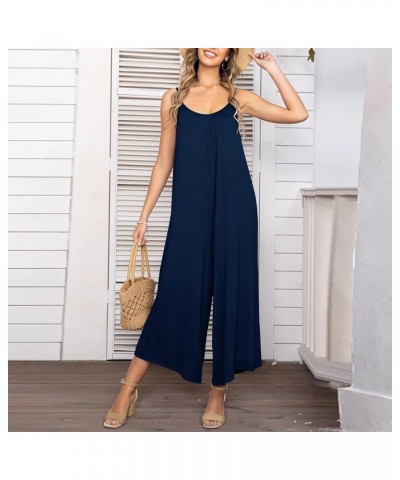 Women's Plus Size Jumpsuit Suspenders Jumpsuit With Pockets Ribbed Backless Solid Color Jumpsuit Boho, S-2XL 5-dark Blue $12....