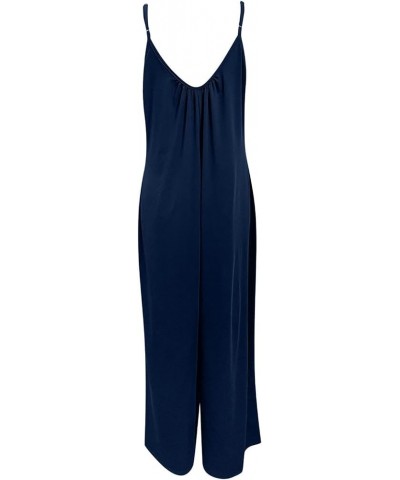 Women's Plus Size Jumpsuit Suspenders Jumpsuit With Pockets Ribbed Backless Solid Color Jumpsuit Boho, S-2XL 5-dark Blue $12....