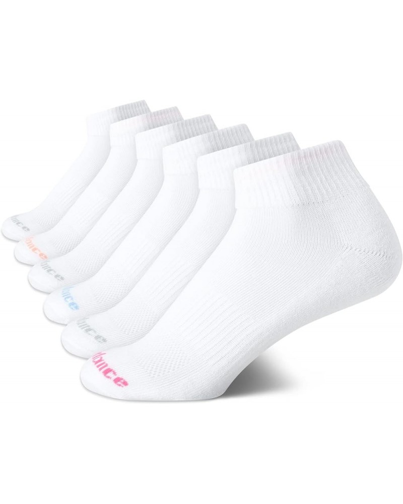 Women’s Athletic Socks - Cushioned Quarter Cut Ankle Socks (6 Pack) Solid White 4-10 $13.16 Activewear