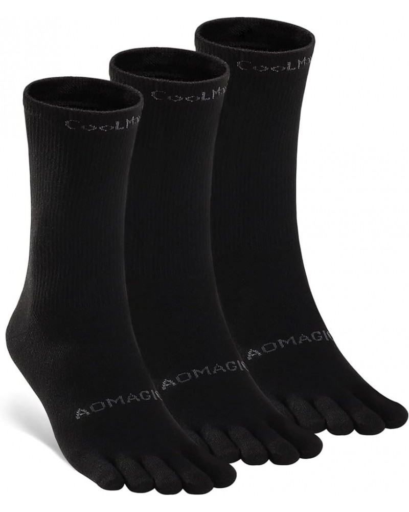 Toe Socks Men Women Athletic Running Coolmax Five Finger Crew Socks Comfortable Breathable Lightweight 3 Pairs E6688 Black $1...