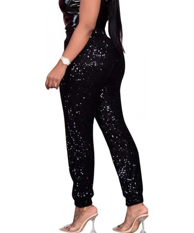 Women Fashion Sequins Pants High Waist Casual Pencil Pants Trousers Clubwear Black $15.98 Pants