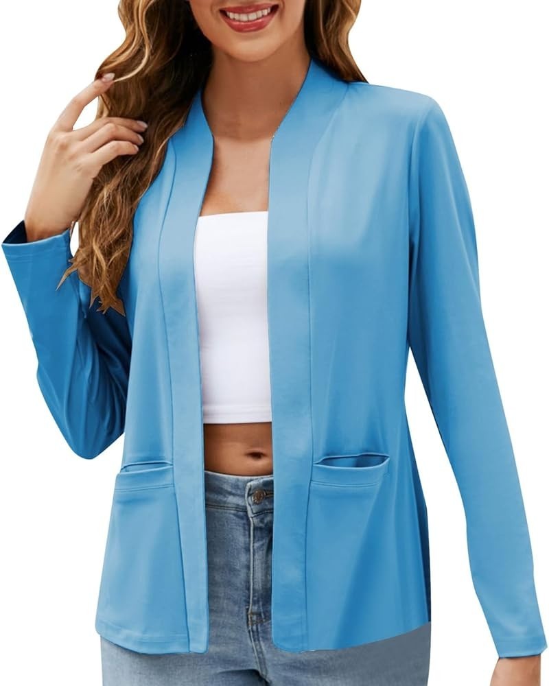 Blazer Jackets for Women，Casual Blazers Long Sleeve Open Front Work Jackets Blazer Summer Office Blazers Coats Z02blue $12.55...